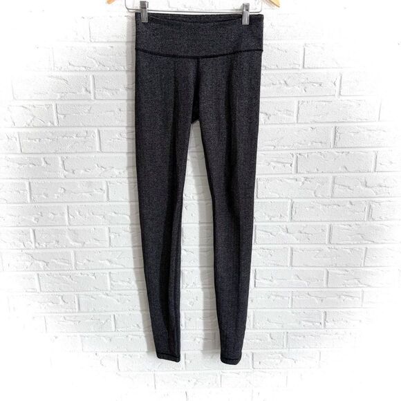 Lululemon Wunder Under Pant Heathered Herringbone Heathered Black Size 4 - Picture 1 of 6